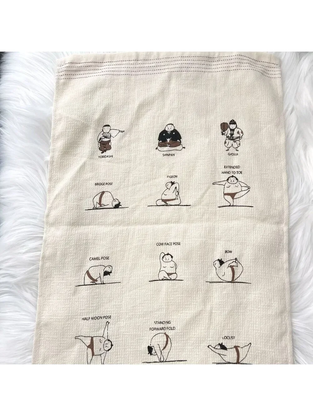 Kontex Imabari Japan Sumo Wrestler Yoga Poses Hand Towel 13x40 Funny Cotton